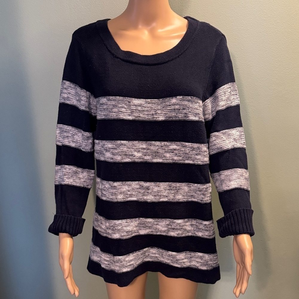 Croft & Barrow Blue and Gray Striped Sweater